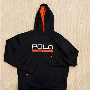 Polo by Ralph Lauren Men's Black and Orange Hoodie